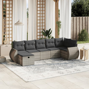 Set Divani da Giardino 7pz con Cuscini Grigio Chiaro Polyrattan 3264128