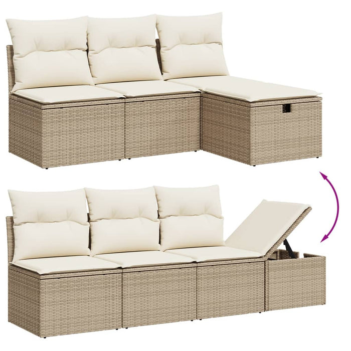 Set Divani da Giardino 7 pz con Cuscini Beige in Polyrattan 3264144