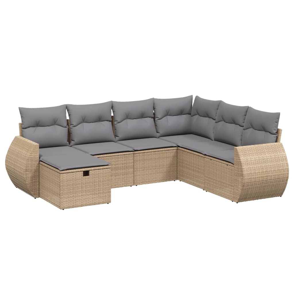 Set Divano da Giardino 7 pz con Cuscini Beige Misto Polyrattan 3264145