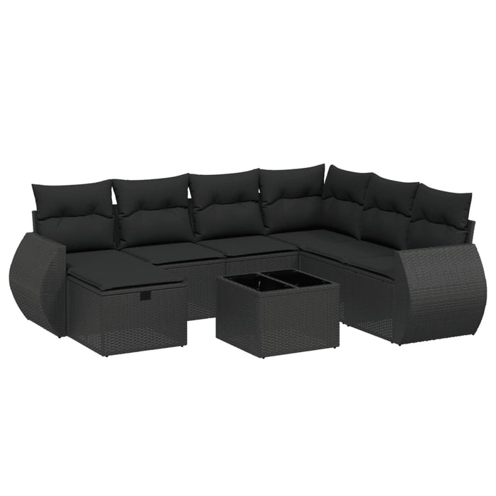 Set Divani da Giardino con Cuscini 8 pz Nero in Polyrattancod mxl 90517