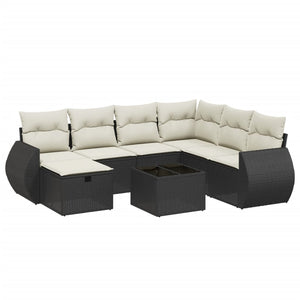 Set Divani da Giardino con Cuscini 8 pz Nero in Polyrattan 3264152