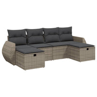 Set Divano da Giardino 6 pz con Cuscini Grigio in Polyrattan 3264166