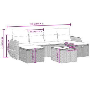 Set Divano da Giardino 6 pz con Cuscini Grigio in Polyrattan 3264166