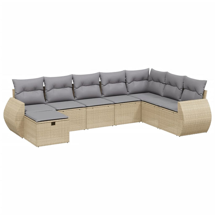 Set Divano da Giardino 8 pz con Cuscini Beige Misto Polyrattan 3264205