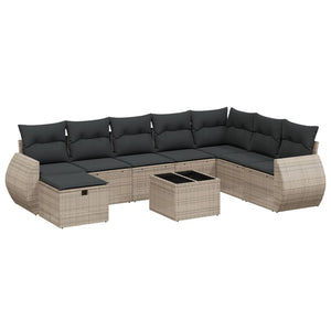 Set Divano da Giardino 9 pz con Cuscini Grigio in Polyrattancod mxl 116341