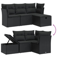 Set Divani da Giardino 4 pz con Cuscini Nero in Polyrattan 3264371