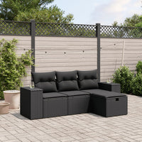 Set Divani da Giardino 4 pz con Cuscini Nero in Polyrattancod mxl 91800