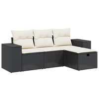 Set Divani da Giardino 4 pz con Cuscini Nero in Polyrattancod mxl 113710