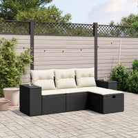 Set Divani da Giardino 4 pz con Cuscini Nero in Polyrattancod mxl 113710