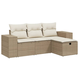 Set Divano da Giardino 4 pz con Cuscini Beige in Polyrattan 3264374