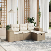 Set Divano da Giardino 4 pz con Cuscini Beige in Polyrattan 3264374