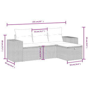 Set Divani da Giardino 4 pz con Cuscini in Polyrattan Grigio 3264376