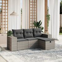 Set Divani da Giardino 4 pz con Cuscini in Polyrattan Grigio 3264376