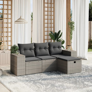 Set Divani da Giardino 4 pz con Cuscini in Polyrattan Grigio 3264376