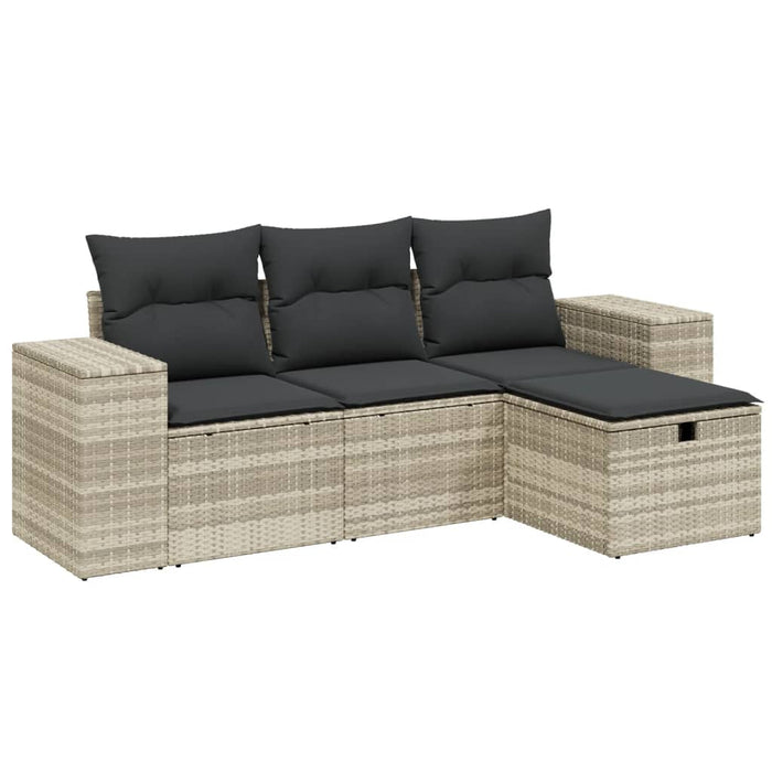 Set Divano da Giardino 4pz con Cuscini Grigio Chiaro Polyrattan 3264378