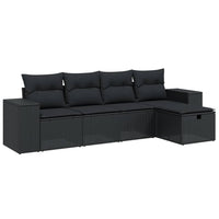 Set Divani da Giardino 5 pz con Cuscini in Polyrattan Nero 3264391