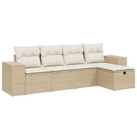 Set Divano da Giardino 5 pz con Cuscini Beige in Polyrattan 3264394