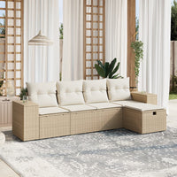 Set Divano da Giardino 5 pz con Cuscini Beige in Polyrattan 3264394