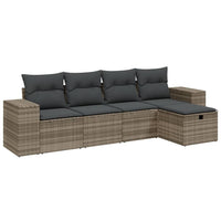 Set Divano da Giardino 5pz con Cuscini Grigio Chiaro Polyrattan 3264398