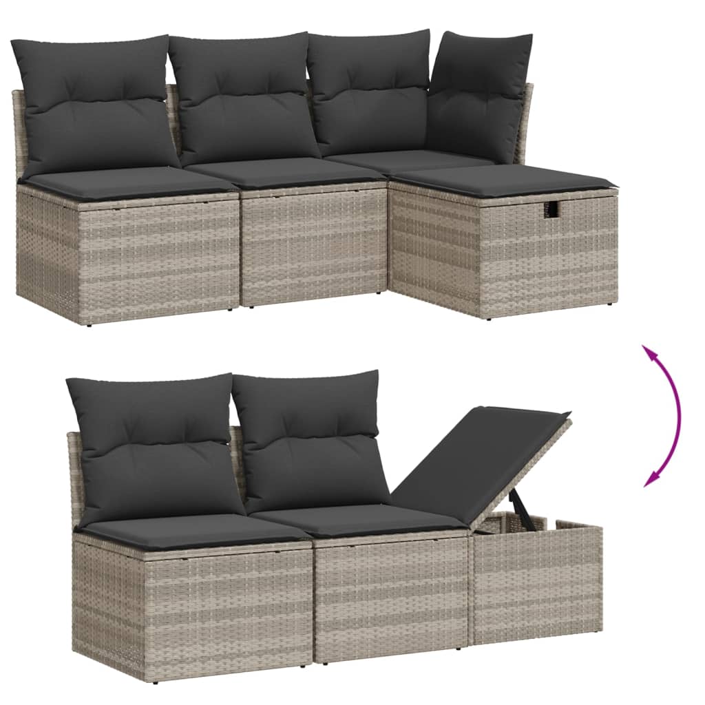 Set Divano da Giardino 5pz con Cuscini Grigio Chiaro Polyrattan 3264398