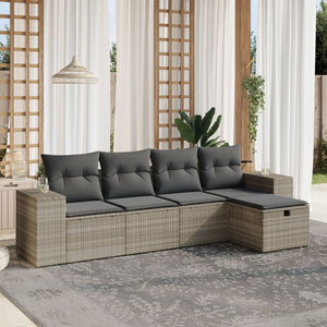 Set Divano da Giardino 5pz con Cuscini Grigio Chiaro Polyrattan 3264398