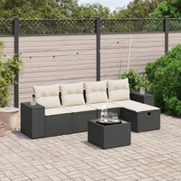 Set Divano da Giardino 6 pz con Cuscini Nero in Polyrattan 3264402