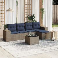 Set Divano da Giardino 6 pz con Cuscini Grigio in Polyrattan 3264406