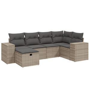 Set Divano da Giardino 6 pz con Cuscini Grigio in Polyrattan 3264416