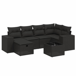 Set Divani da Giardino con Cuscini 7pz Nero Polyrattan 3264421