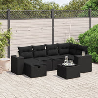 Set Divani da Giardino con Cuscini 7pz Nero Polyrattan 3264421