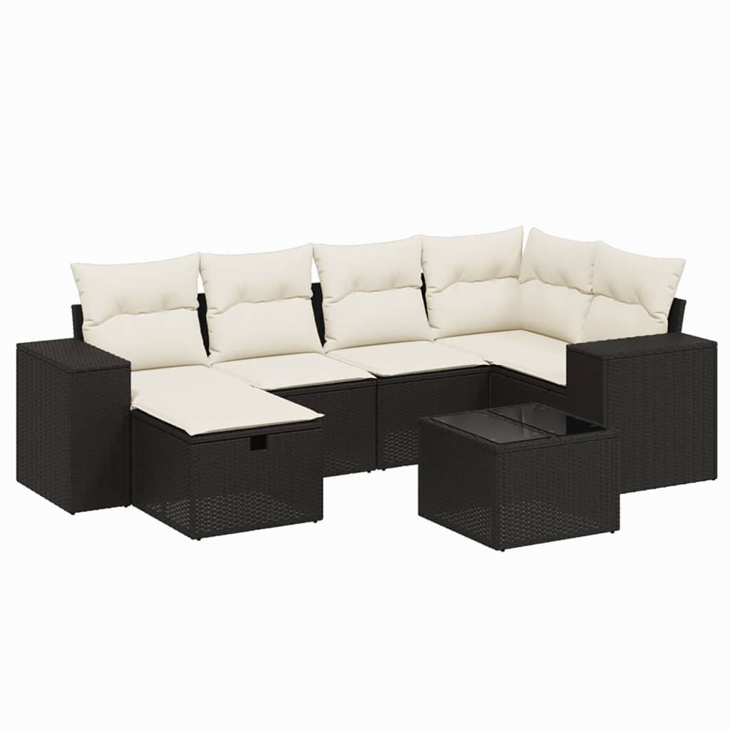 Set Divani da Giardino con Cuscini 7pz Nero Polyrattan 3264422