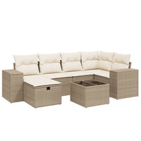 Set Divani da Giardino 7 pz con Cuscini Beige in Polyrattan 3264424