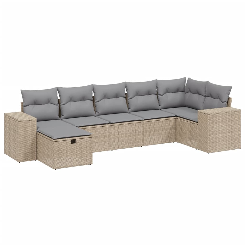 Set Divano da Giardino 7 pz con Cuscini Beige Misto Polyrattancod mxl 90880