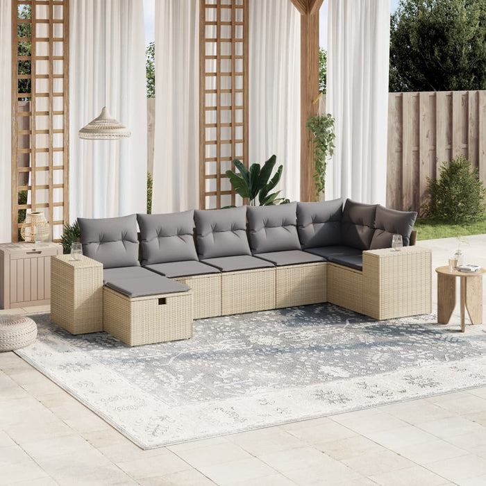 Set Divano da Giardino 7 pz con Cuscini Beige Misto Polyrattancod mxl 90880