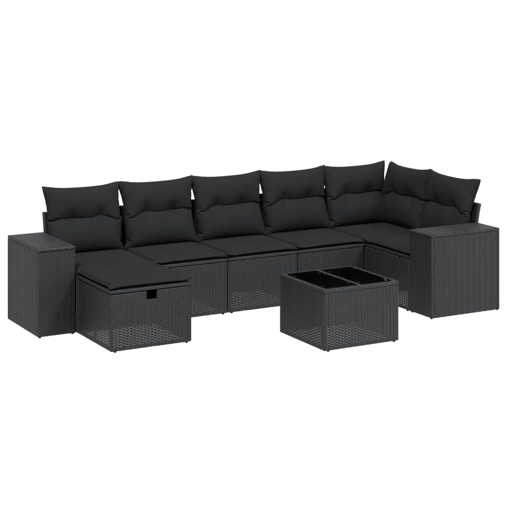 Set Divani da Giardino con Cuscini 8 pz Nero in Polyrattan 3264441