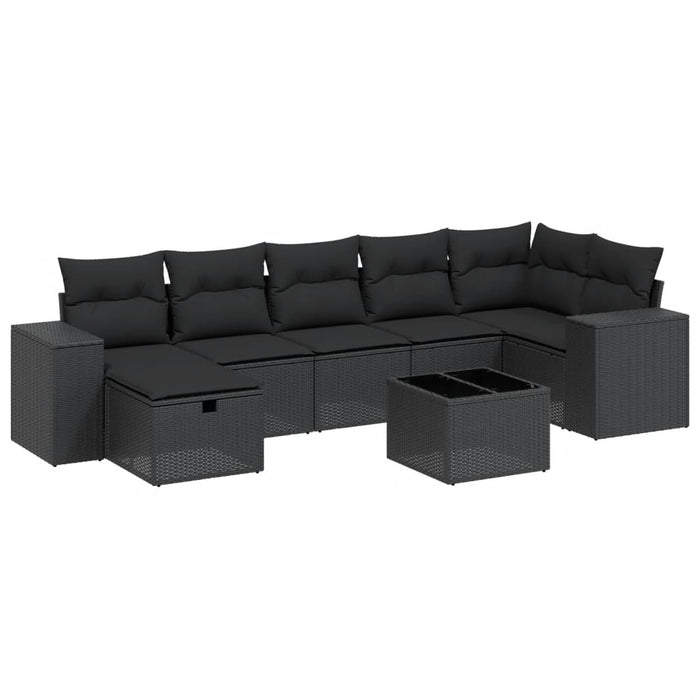 Set Divani da Giardino con Cuscini 8 pz Nero in Polyrattan 3264441