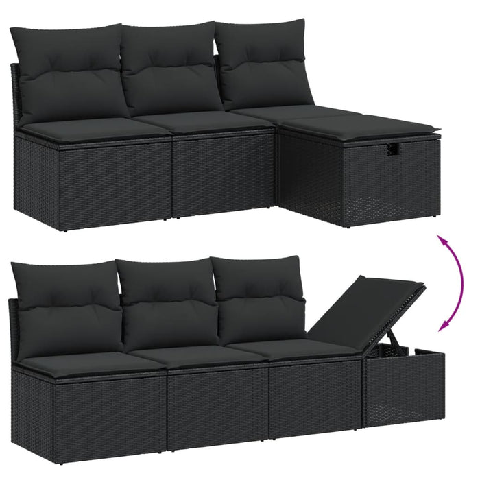 Set Divani da Giardino con Cuscini 8 pz Nero in Polyrattan 3264441