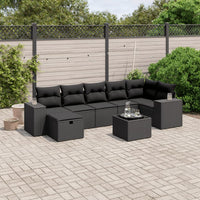 Set Divani da Giardino con Cuscini 8 pz Nero in Polyrattan 3264441