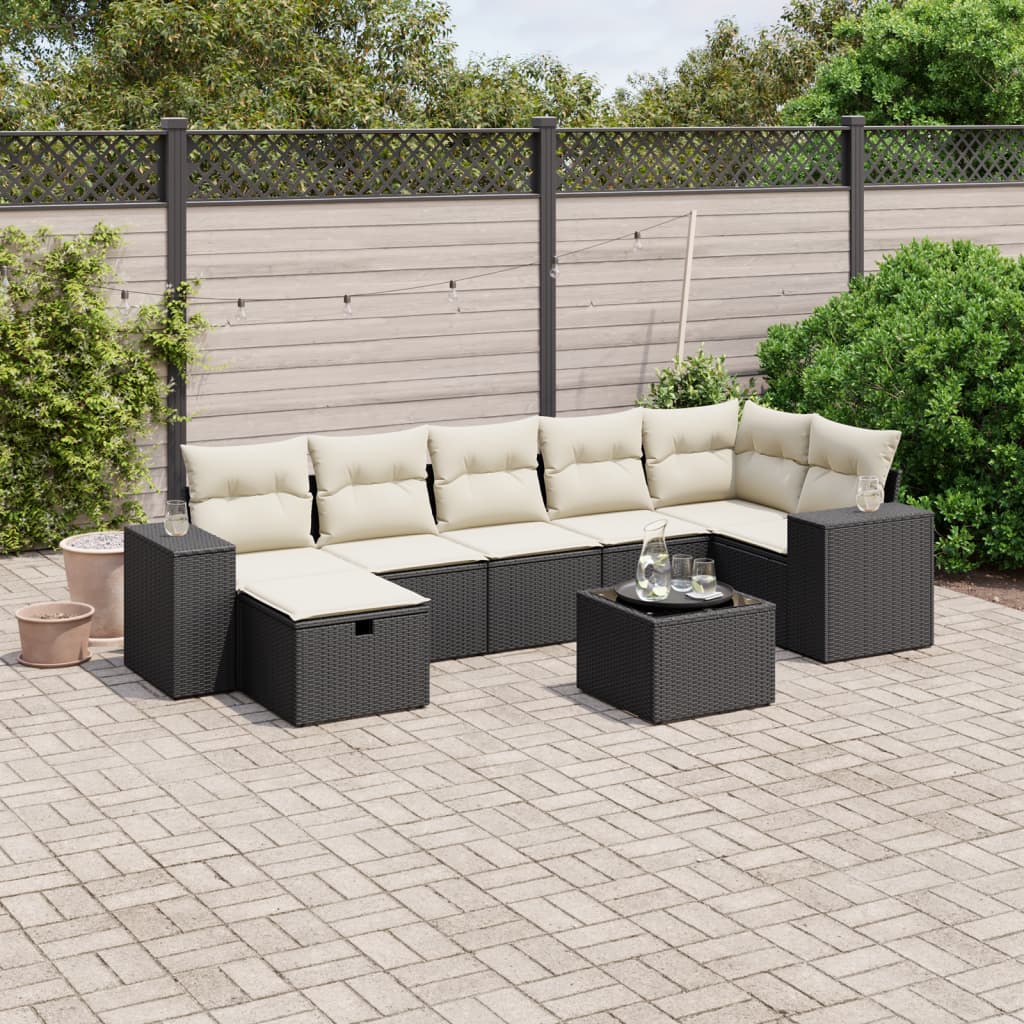 Set Divani da Giardino con Cuscini 8 pz Nero in Polyrattancod mxl 92994