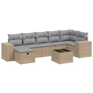 Set Divano da Giardino 8 pz con Cuscini Beige Misto Polyrattan 3264445