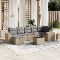 Set Divano da Giardino 8 pz con Cuscini Beige Misto Polyrattan 3264445