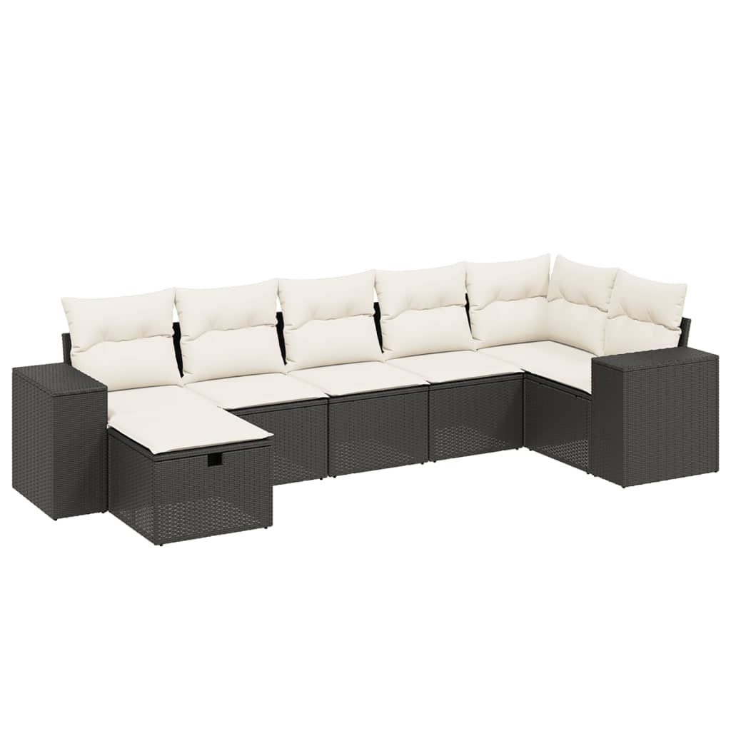 Set Divani da Giardino con Cuscini 7pz Nero Polyrattan 3264452