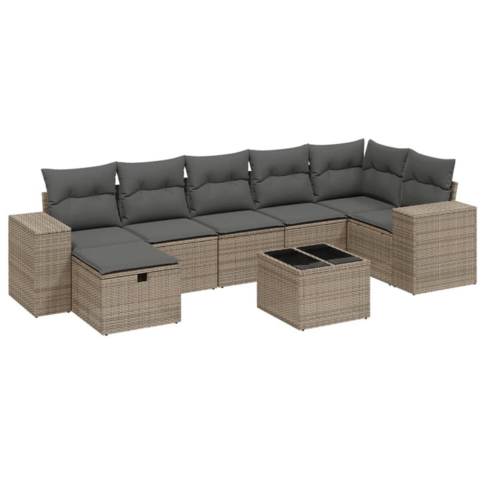 Set Divano da Giardino 8 pz con Cuscini Grigio in Polyrattan 3264466