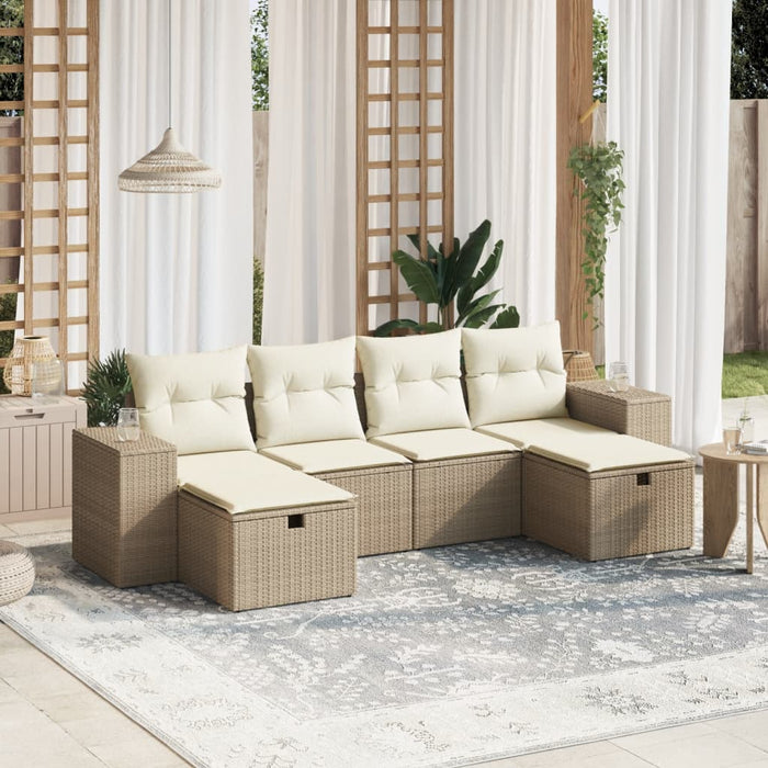 Set Divano da Giardino 6 pz con Cuscini Beige in Polyrattancod mxl 113715