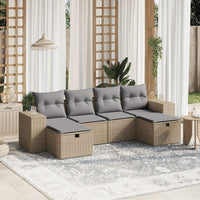 Set Divano da Giardino 6 pz con Cuscini Beige Misto Polyrattan 3264475