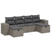 Set Divano da Giardino 6 pz con Cuscini Grigio in Polyrattan 3264476