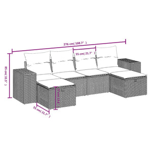 Set Divano da Giardino 6 pz con Cuscini Grigio in Polyrattan 3264476