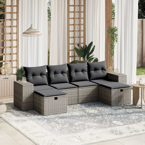 Set Divano da Giardino 6 pz con Cuscini Grigio in Polyrattan 3264476