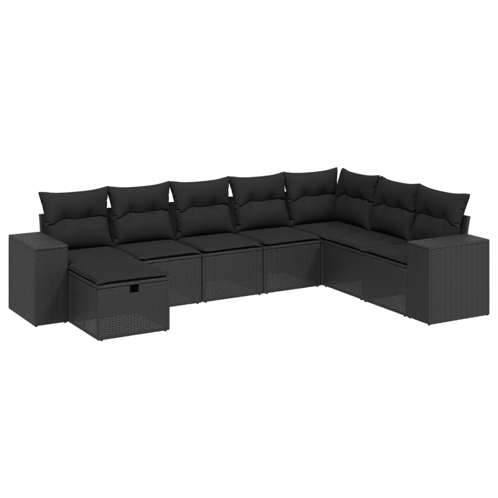 Set Divani da Giardino con Cuscini 8 pz Nero in Polyrattancod mxl 91811