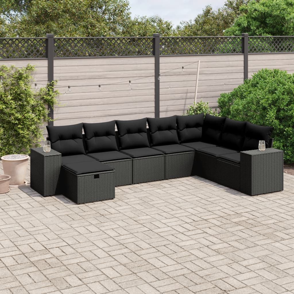 Set Divani da Giardino con Cuscini 8 pz Nero in Polyrattancod mxl 91811